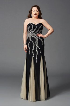 Herz-Ausschnitt Natürliche Taile Perlenbesetztes Anständiges Ballkleid aus Chiffon - Bild 3