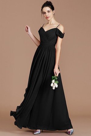 Prinzessin Chiffon Ärmelloses Schulterfreier Ausschnitt Bodenlanges Brautjungfernkleid - Bild 8