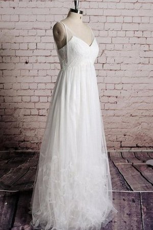 Empire Taille Beach Stil Ärmelloses V-Ausschnitt Brautkleid mit Bordüre aus Tüll - Bild 1