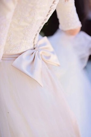 Tüll A-Line Schaufel-Ausschnitt legeres konservatives Brautkleid mit Knöpfen - Bild 4