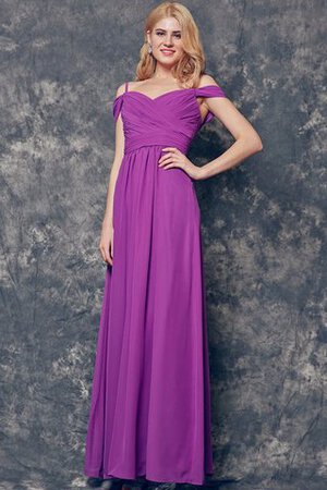 V-Ausschnitt Ärmelloses bodenlanges langes prächtiges Brautjungfernkleid aus Chiffon - Bild 3