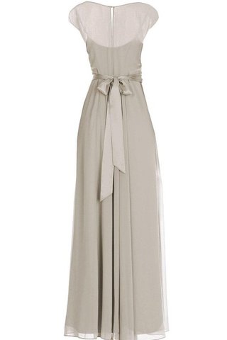 Natürliche Taile Bateau A-Linie bodenlanges Brautmutterkleid mit Schmetterlingsknoten - Bild 2
