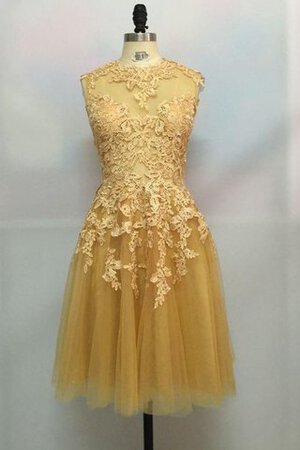 Spitze Hoher Kragen modernes Abiballkleid mit Bordüre mit Rüschen - Bild 1
