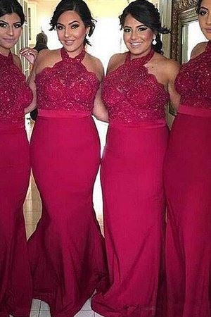 Enganliegendes Ziemlich Satin Normale Taille Brautjungfernkleid mit Bordüre - Bild 1