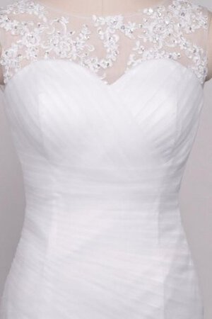 Tüll normale Taille Organza Meerjungfrau Brautkleid mit gekappten Ärmeln mit Bordüre - Bild 4