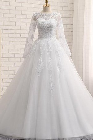 Elegante Vestido de Novia en Encaje de Botón de Abalorio de Cola Corte - Foto 1