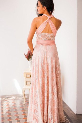 Robe demoiselle d'honneur romantique longueur au ras du sol manche nulle v encolure avec ruban - Photo 2