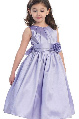 Robe de cortège enfant plissage a-ligne manche nulle avec nœud à boucles avec fleurs - Photo 2