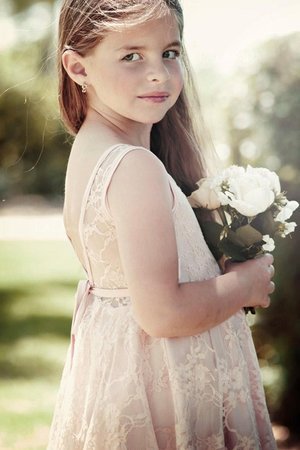 Robe de cortège enfant avec fleurs ligne a charmant de lotus avec sans manches - Photo 2