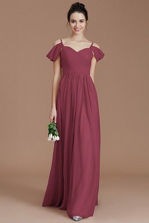 Robe demoiselle d'honneur en chiffon avec sans manches a-ligne ruché avec zip - Photo 11