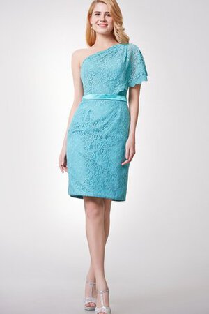 Robe de cocktail elégant avec fronce avec sans manches d'épaule asymétrique ceinture - Photo 1