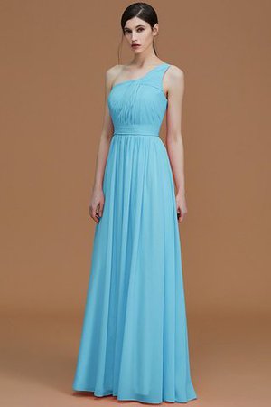 Ärmelloses Chiffon A Linie Gerüschtes Ein Schulterfreies Brautjungfernkleid - Bild 9