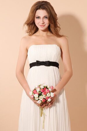 Chiffon Ärmelloses A-Line bodenlanges Brautjungfernkleid mit Schleife mit Plissierungen - Bild 2