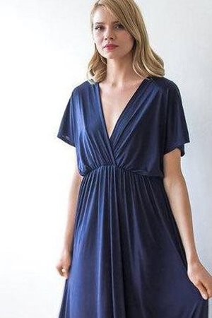 Gerüschtes plissiertes a linie V-Ausschnitt bodenlanges knöchellanges Brautjungfernkleid - Bild 1