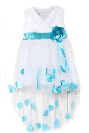 Tüll Empire Taille A-Line Blumenmädchenkleid mit gekappten Ärmeln mit kreuz - Bild 1