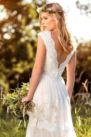 Plissiertes A-Line schwingendes langes prächtiges Brautkleid mit gekappten Ärmeln - Bild 2