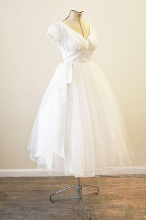 Robe de mariée intemporel textile en tulle ruché ligne a avec manche courte - Photo 1