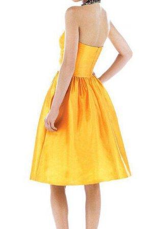 Satin A-Linie gerüschtes plissiertes mini knielanges Brautjungfernkleid - Bild 2