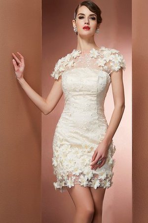 Robe fête de la rentrée naturel avec manche courte en satin de fourreau avec zip - Photo 1