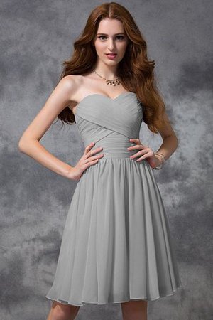 Chiffon Reißverschluss Normale Taille Knielanges Brautjungfernkleid mit Herz-Ausschnitt - Bild 27
