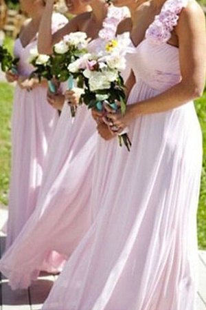 Ärmelloses A-Line One Schulter Normale Taille Chiffon Brautjungfernkleid - Bild 1