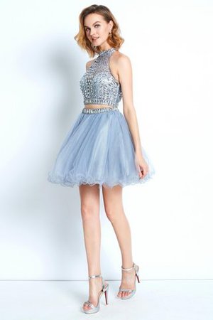 Ärmelloses Natürliche Taile hoher Ausschnitt Prinzessin Mini Cocktailkleid - Bild 4