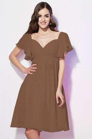 Robe demoiselle d'honneur bref en chiffon avec manche courte collant de lotus - Photo 3