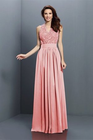 Reißverschluss Ärmellos Prinzessin Chiffon V-Ausschnitt Brautjungfernkleid - Bild 20
