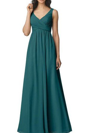 A-Linie Chiffon langes bodenlanges Brautjungfernkleid mit Spaghettiträger - Bild 1