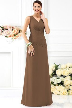 Empire Taille Enganliegendes Ärmelloses Brautjungfernkleid mit Drapierung aus Chiffon - Bild 4