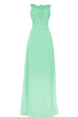 Natürliche Taile Bateau a linie Chiffon bodenlanges Brautjungfernkleid mit Applike - Bild 1