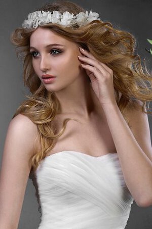 Abito da Sposa in Tulle Senza Maniche Allacciato con Perline Lungo con Criss-cross - Foto 5