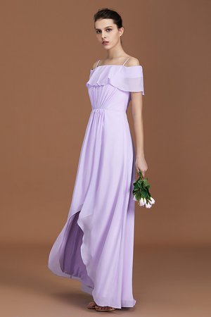 Robe demoiselle d'honneur en chiffon ruché longueur au ras du sol coupé a-ligne - Photo 4