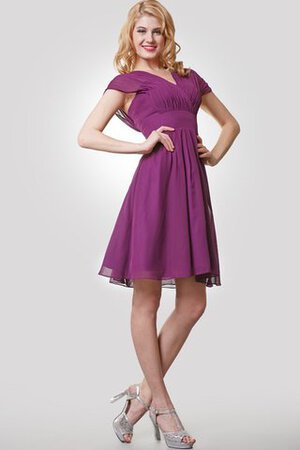 V-Ausschnitt Empire Taille a linie kurzes einfaches Brautjungfernkleid aus Chiffon - Bild 4