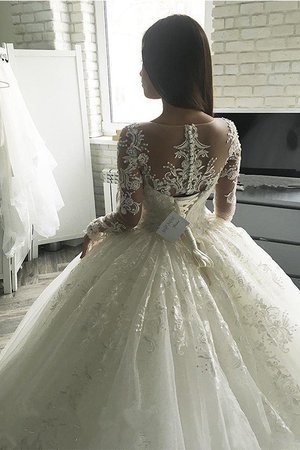 Abito da sposa lusso con ricamo allacciato giunonico con perline pudica - Foto 2