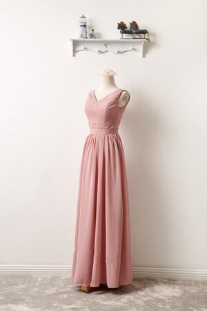 Robe demoiselle d'honneur simple de col en v fermeutre eclair ligne a avec chiffon - Photo 3
