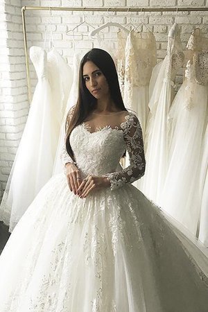 Abito da sposa lusso con ricamo allacciato giunonico con perline pudica - Foto 3