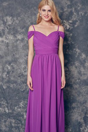 V-Ausschnitt Ärmelloses bodenlanges langes prächtiges Brautjungfernkleid aus Chiffon - Bild 6