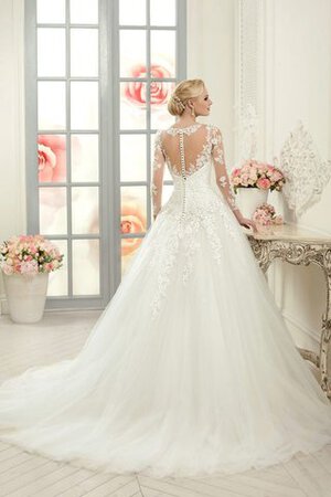 Abito da Sposa Elegante A Terra Coda A Strascico Corto largo con Bottone in Pizzo - Foto 2
