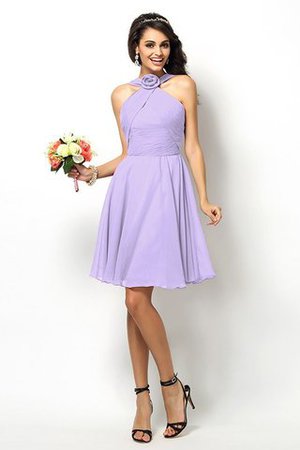 Robe demoiselle d'honneur naturel bref de col haut ligne a de princesse - Photo 19