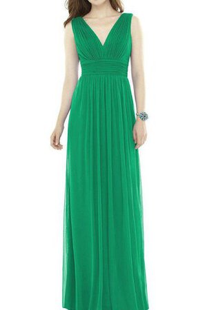 Robe demoiselle d'honneur a-ligne avec chiffon ruché de col en v - Photo 1