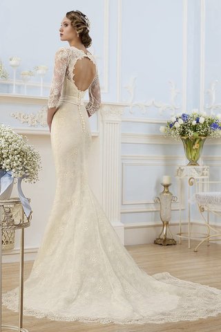 Robe de mariée modeste long appliques col en reine de traîne moyenne - Photo 2