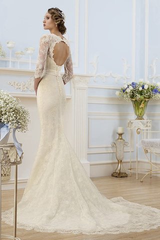 Robe de mariée modeste long appliques col en reine de traîne moyenne - Photo 2