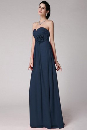 Robe demoiselle d'honneur longue plissage avec fleurs col en forme de cœur gaine - Photo 9