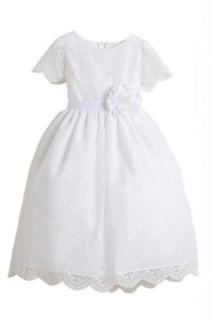 Robe de cortège enfant avec fleurs avec manche courte avec broderie a-ligne - Photo 1