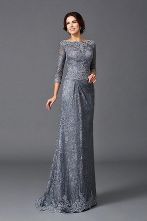 Robe mère de mariée naturel longue avec décoration dentelle ligne a en 3/4 manche - Photo 3