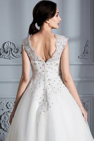 Duchesse-Linie Schaufel-Ausschnitt Seeküste Tüll Wadenlanges Brautkleid - Bild 8