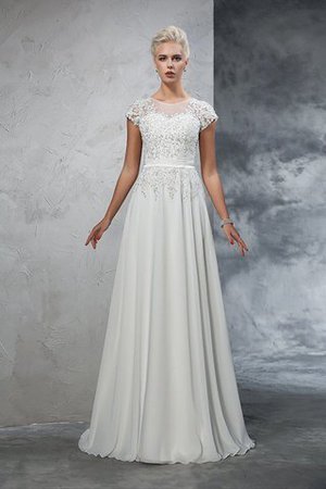 Robe de mariée longue intemporel en chiffon ligne a avec manche courte - Photo 4