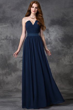 Robe demoiselle d'honneur longue manche nulle de col en cœur avec chiffon a-ligne - Photo 10