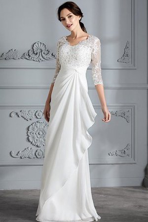 Normale Taille Enges Dreiviertel Länge Ärmeln Bodenlanges Brautkleid mit V-Ausschnitt - Bild 6